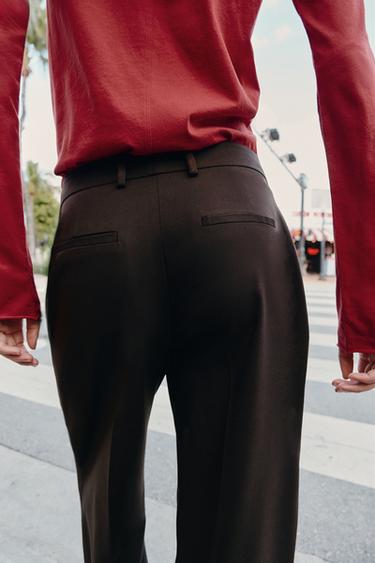 PANTALON DROIT À PINCES - Marron de Zara - Image 3