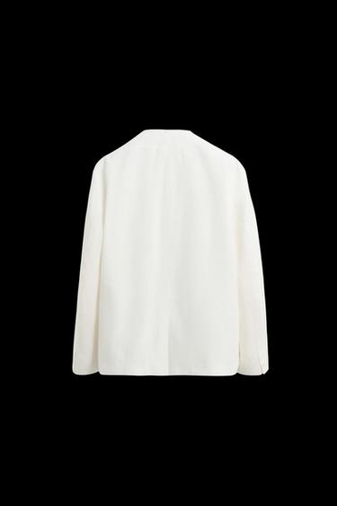 Zara 100% LINEN SUIT BLAZER - White