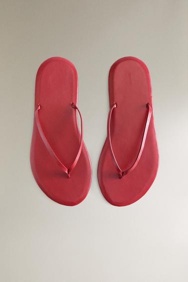 SANDALE CUIR MINIMALISTE - Rouge de Zara - Image 2