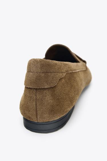 STITCHED SPLIT SUEDE LOAFERS - Dark tan by Zara - Image 6