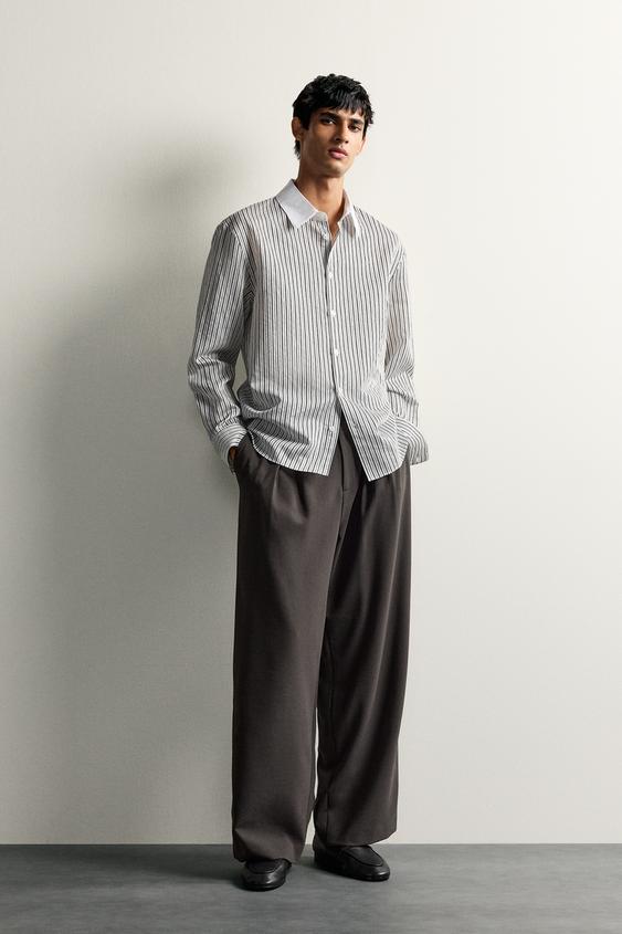 STRIPED SHIRT WITH CONTRAST COLLAR - striped by Zara - Image 0