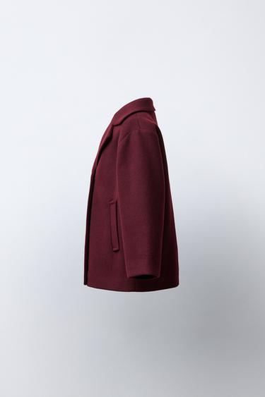 MANTEAU EN DRAP DE LAINE - Bordeaux de Zara - Image 2