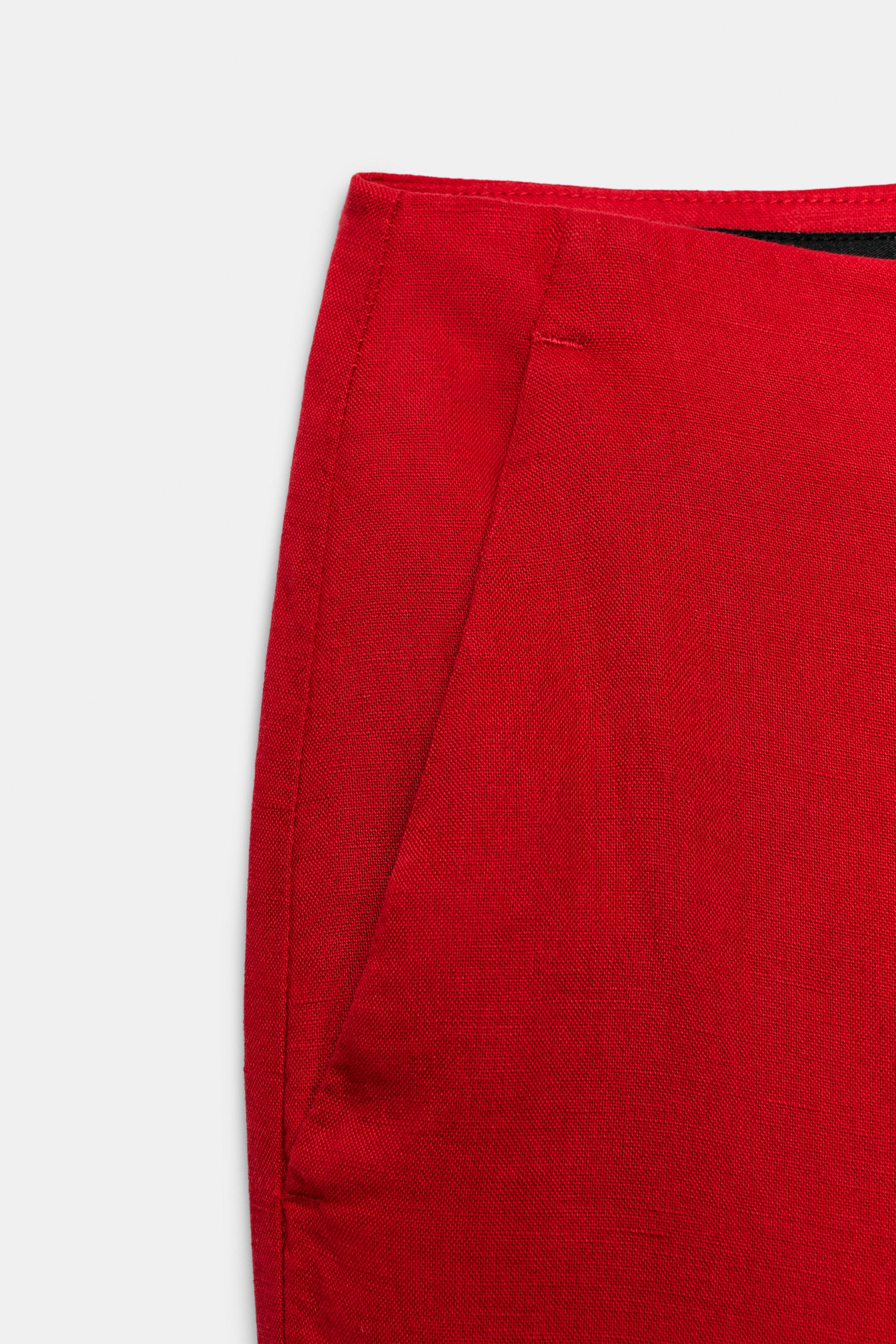 Zara Keten Kumaş Düz Paça Pantolon görsel 6