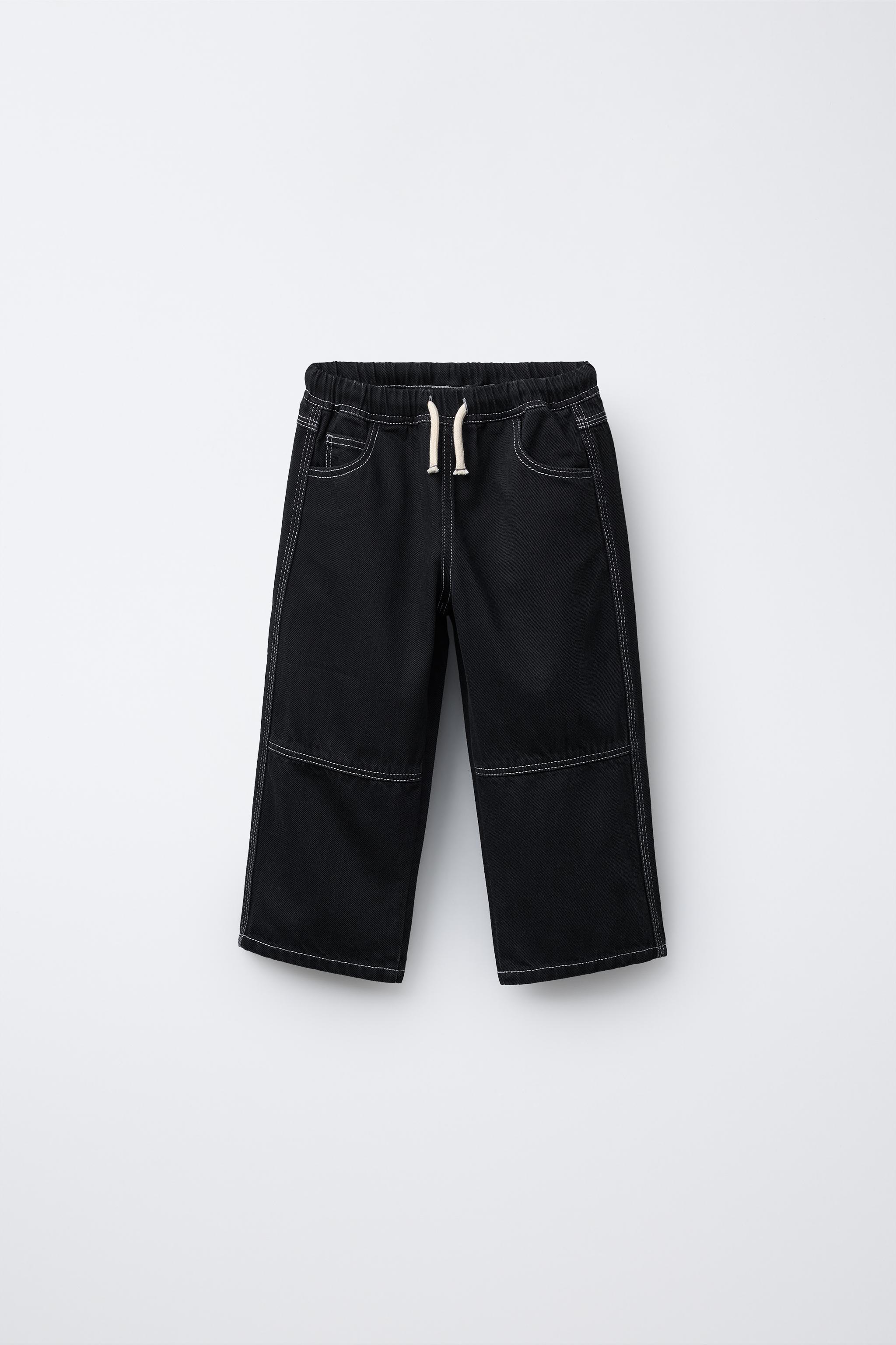 CONTRASTING LOOSE BAGGY JEANS