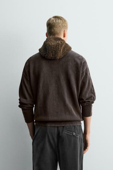 WASHED KNITTED CARDIGAN WITH STRIPES X SR_A - Navy blue by Zara - Image 3