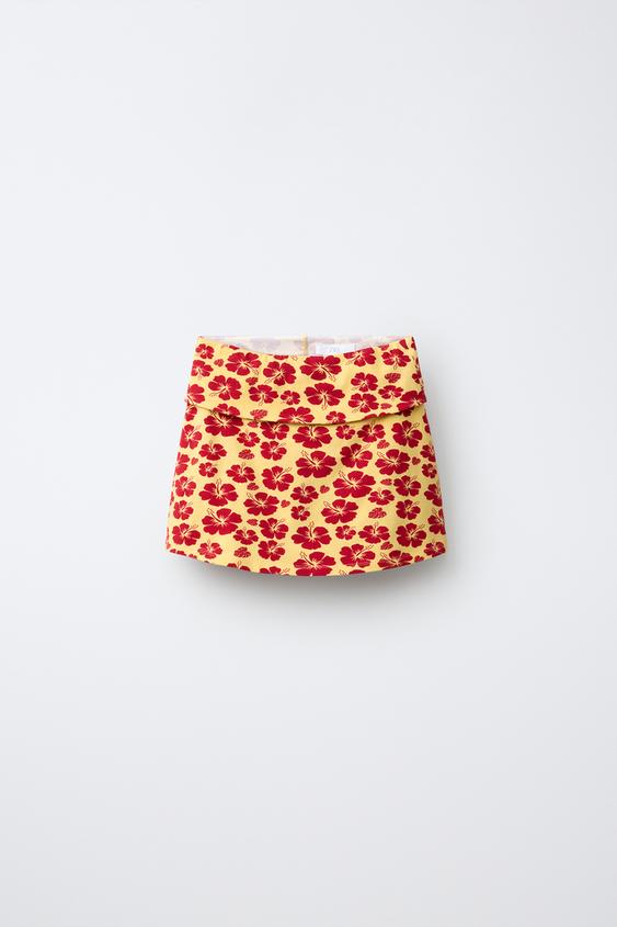 FALDA BERMUDA ESTAMPADA HIBISCUS - CRUDO de Zara - Imagen 0