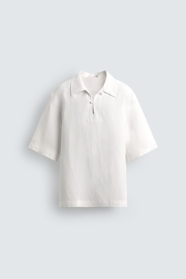 ZARA VISCOSE/LINEN POLO SHIRT