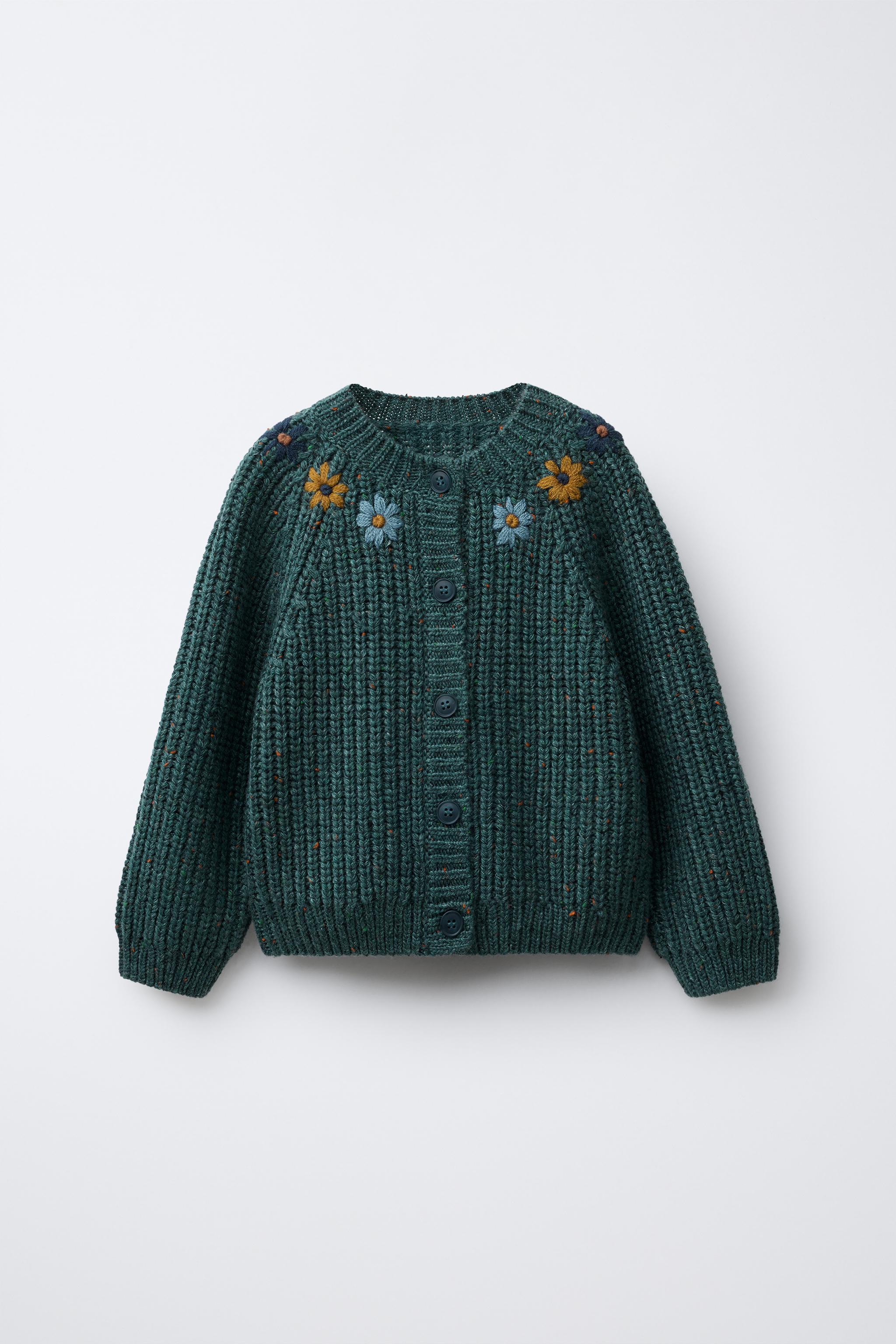 EMBROIDERED FLORAL BUTTON-UP CARDIGAN - Duck blue | ZARA Canada