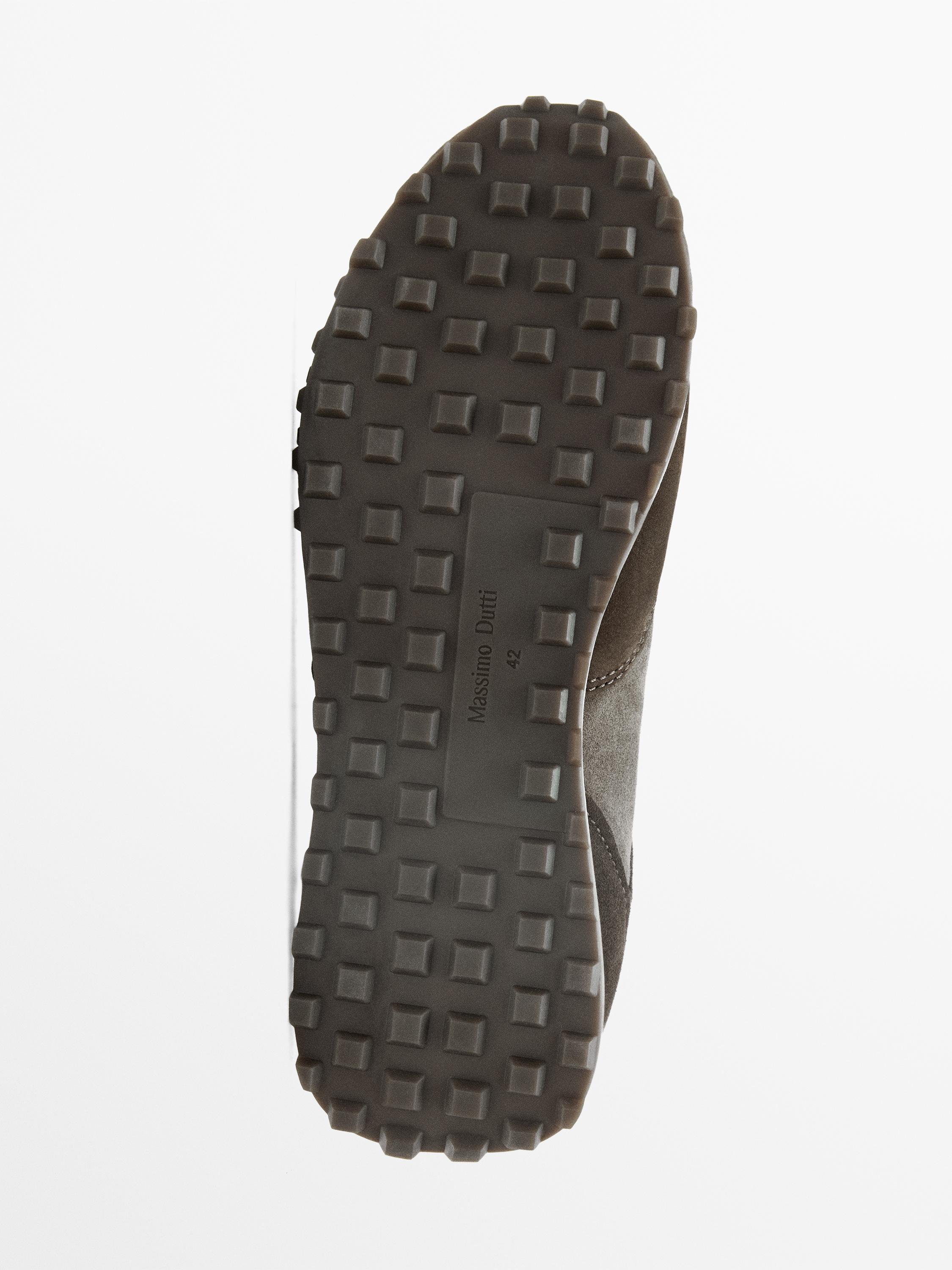 Contrast leather trainers