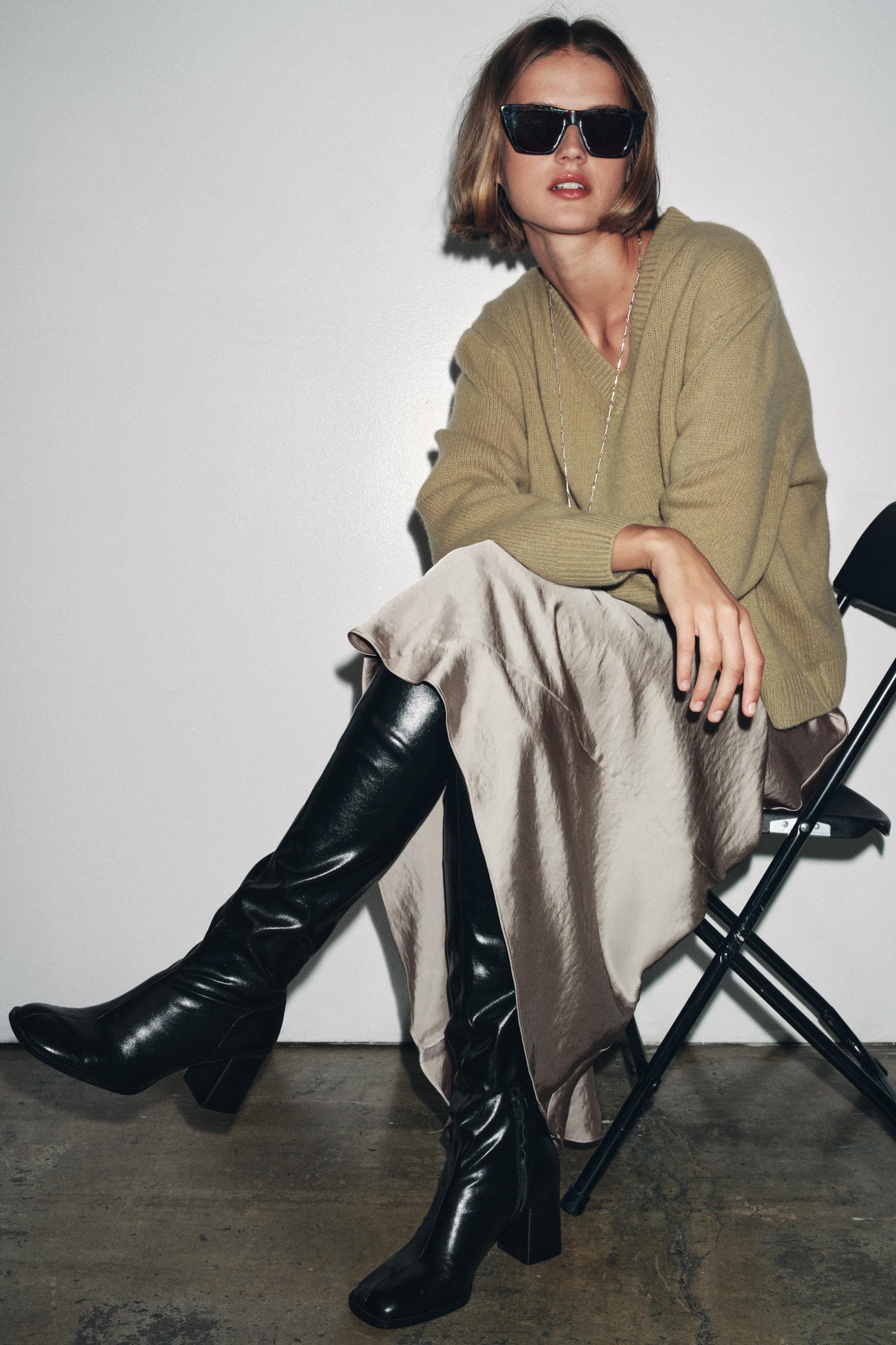 ハイヒールロングシャフトブーツ - ブラック | ZARA Japan / 日本