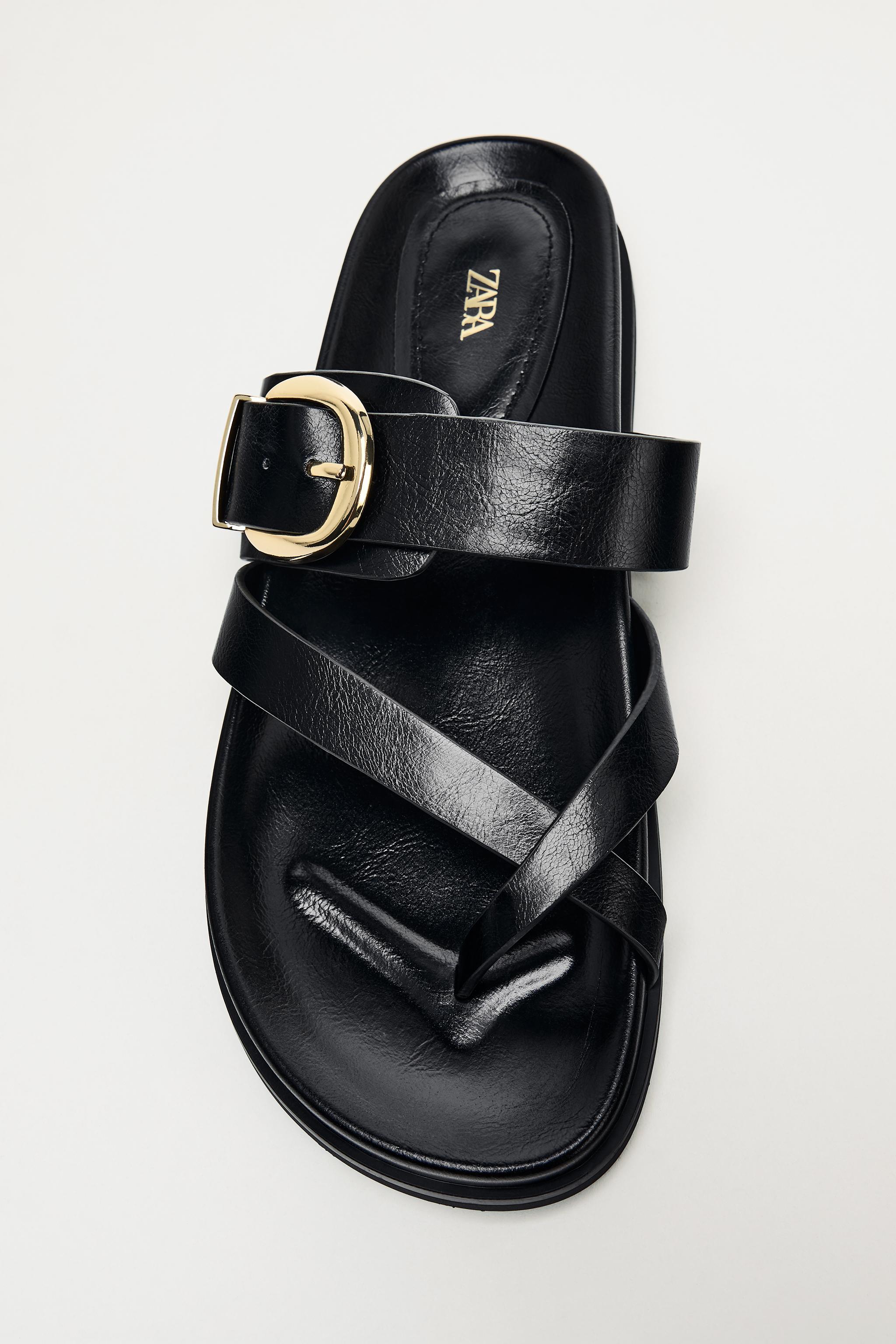 ZARA フラットレザースリッパサンダル Women's Flat Sandals | ZARA United States