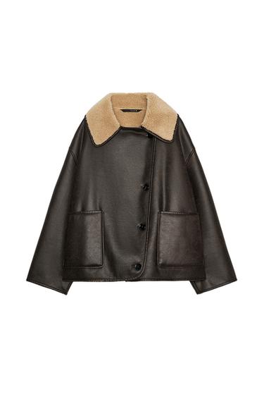 ZW COLLECTION DOUBLE-FACED JACKET - Brown / Ecru by Zara