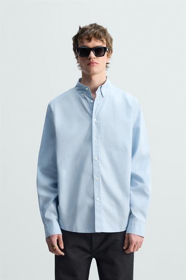 CAMISA POPELÍN - Celeste de Zara