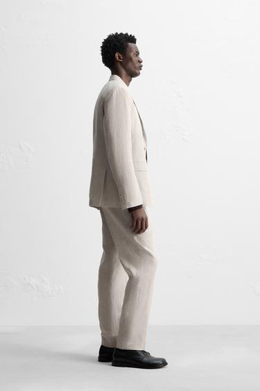 BLAZER COSTUME 100 % LIN - Beige clair de Zara - Image 3