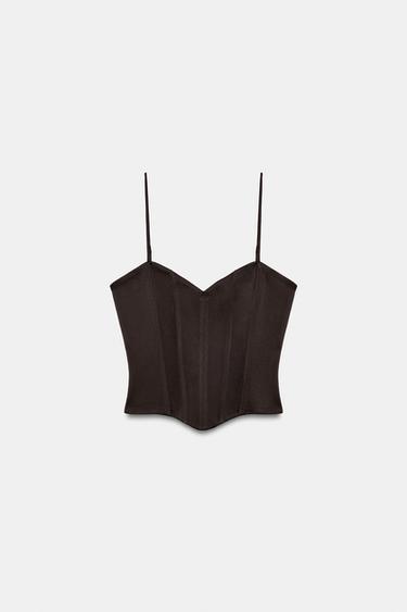 SATIN CORSETRY-INSPIRED TOP - Leather by Zara