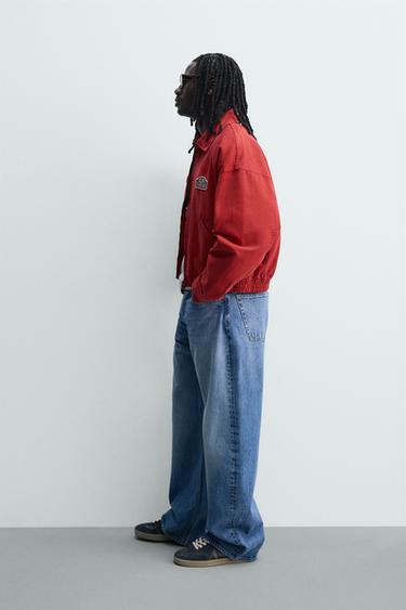 BLOUSON COUPE CARRÉE À PIÈCES - Blanc / Rouge de Zara - Image 3