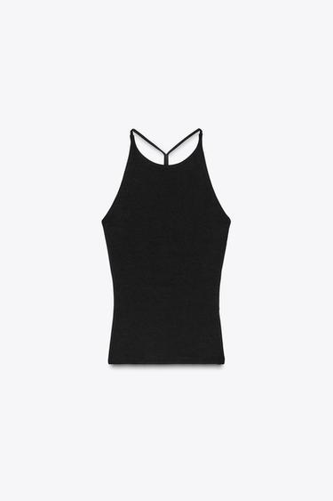 Zara STRAPPY BACK TOP - Black