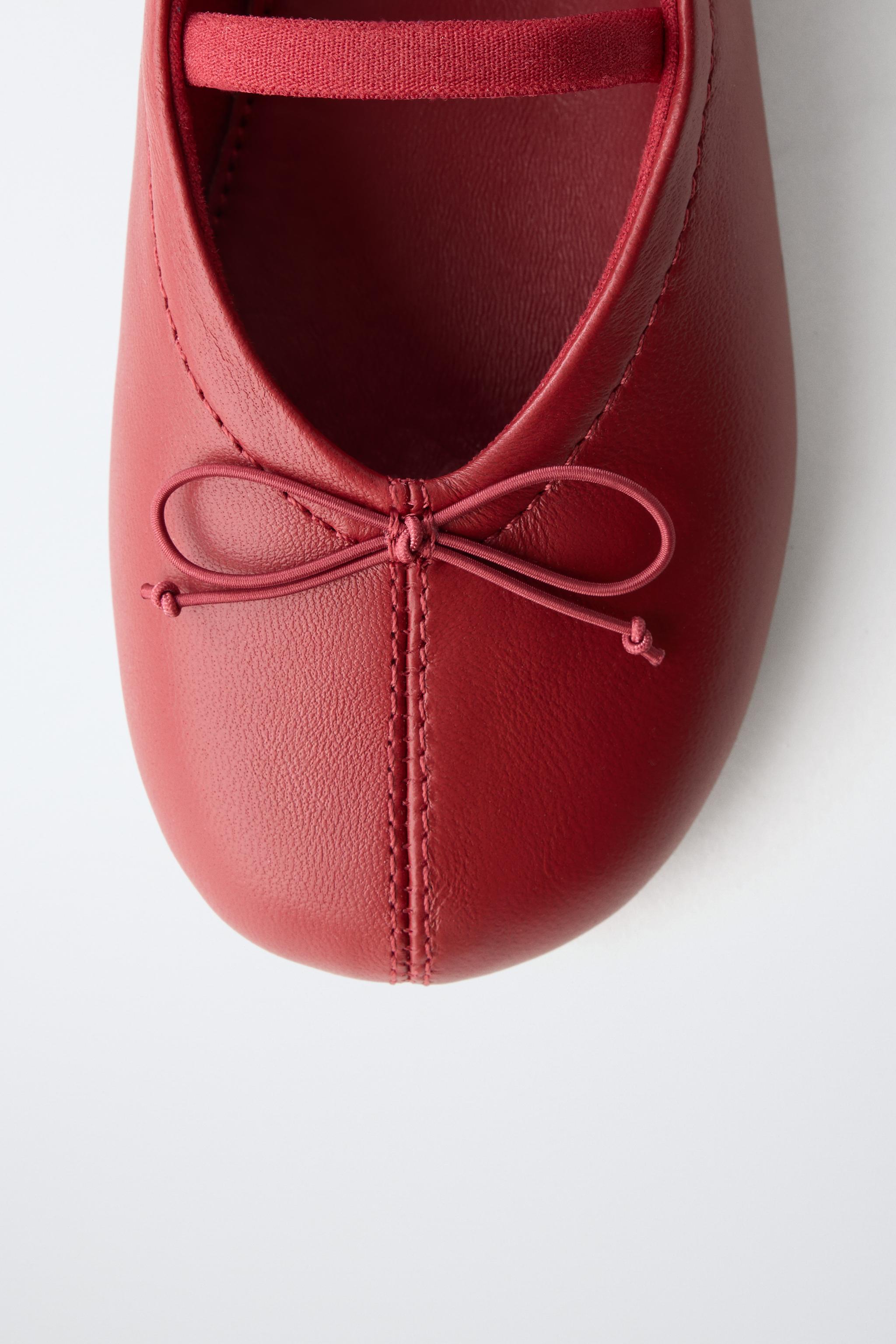 LEATHER BOW BALLET FLATS
