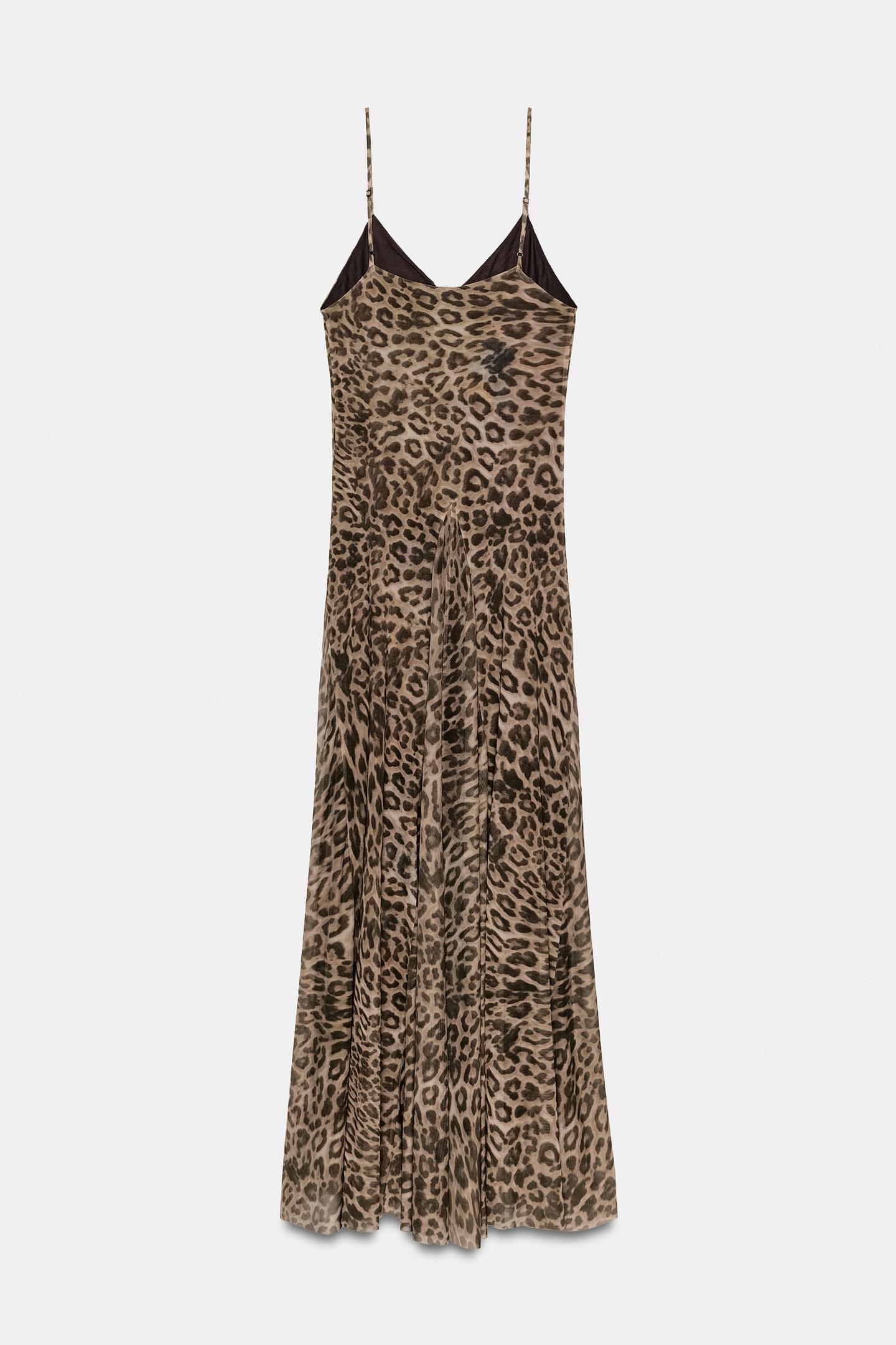Женское платье Zara Animal Print Tulle, цвет: Леопардовый — фото 7