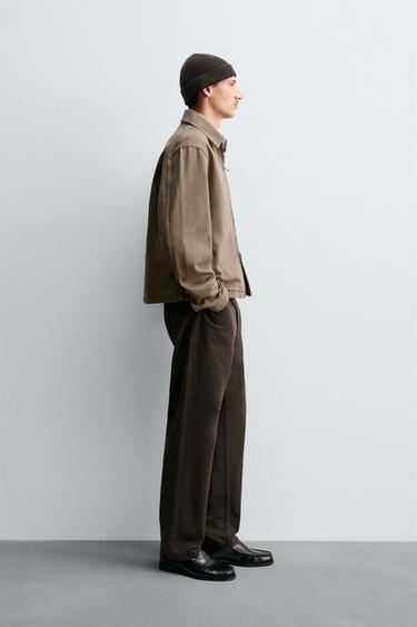 VESTE EN JEAN ZIPPÉE - Marron / Taupe de Zara - Image 3