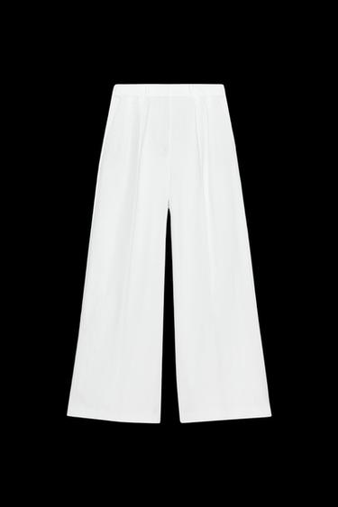 PANTALÓN PINZAS EFECTO TÉCNICO ZW COLLECTION - Blanco roto de Zara - Imagen 0