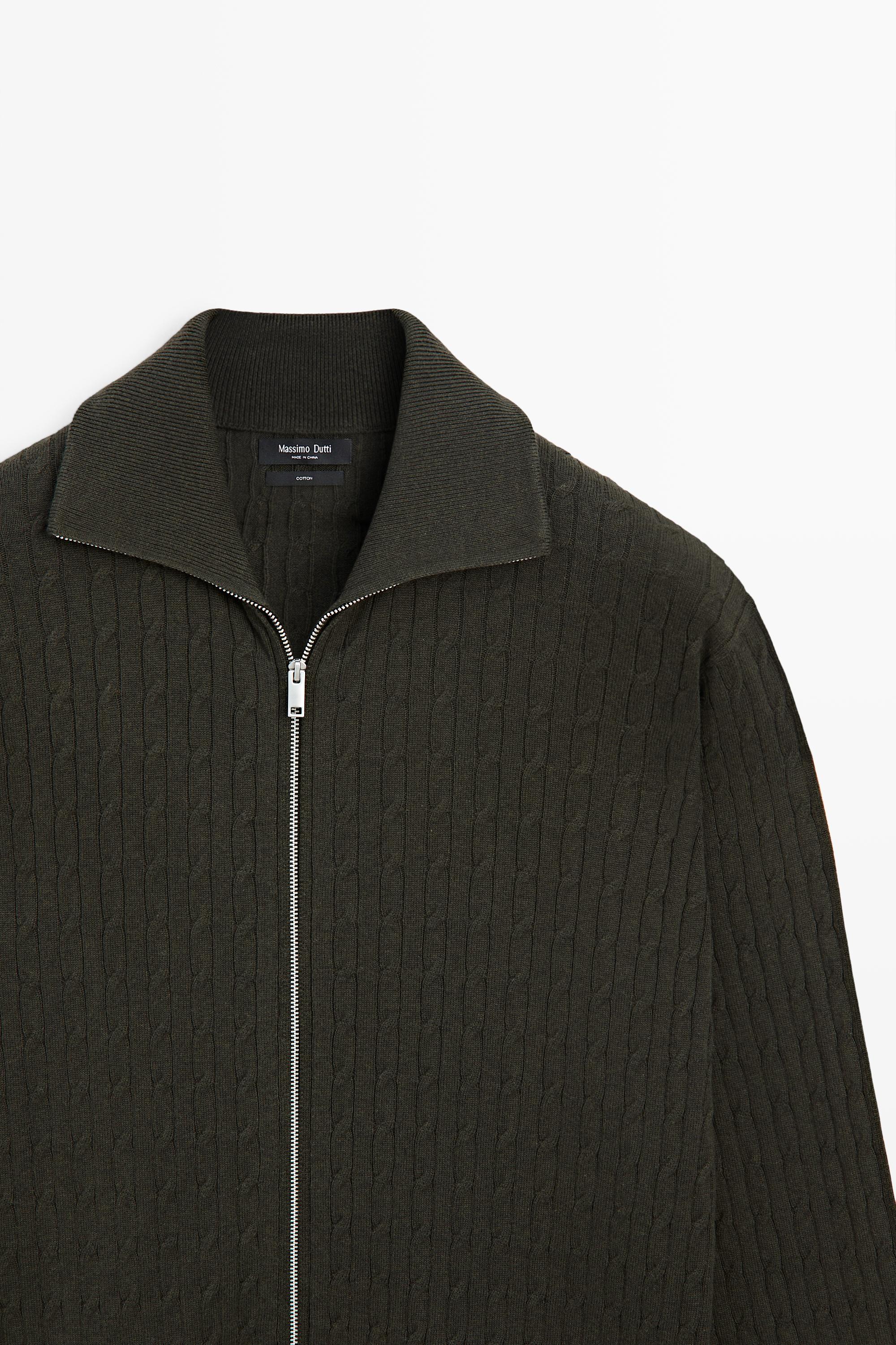 100% cotton braided knit cardigan
