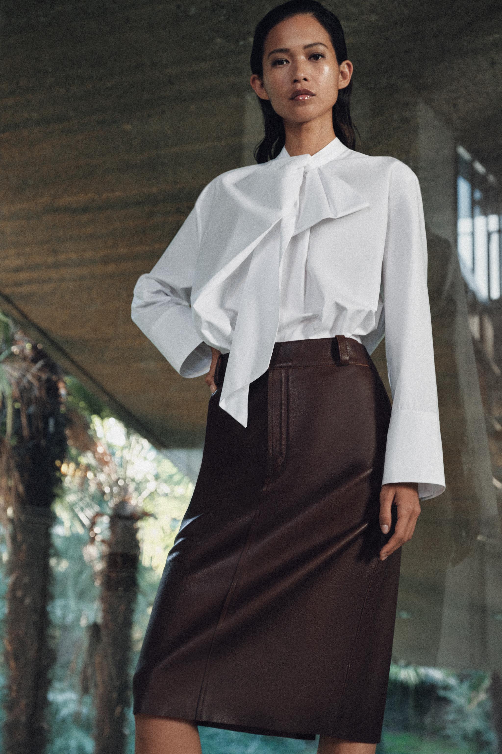 ZW COLLECTION LIMITED EDITION LEATHER MIDI SKIRT