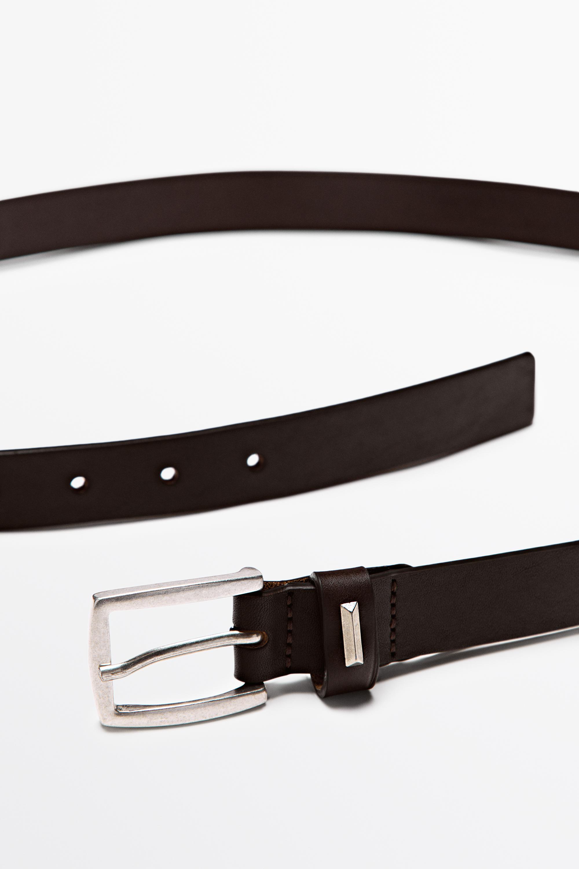 Ceinture boucle rectangulaire cuir nappa