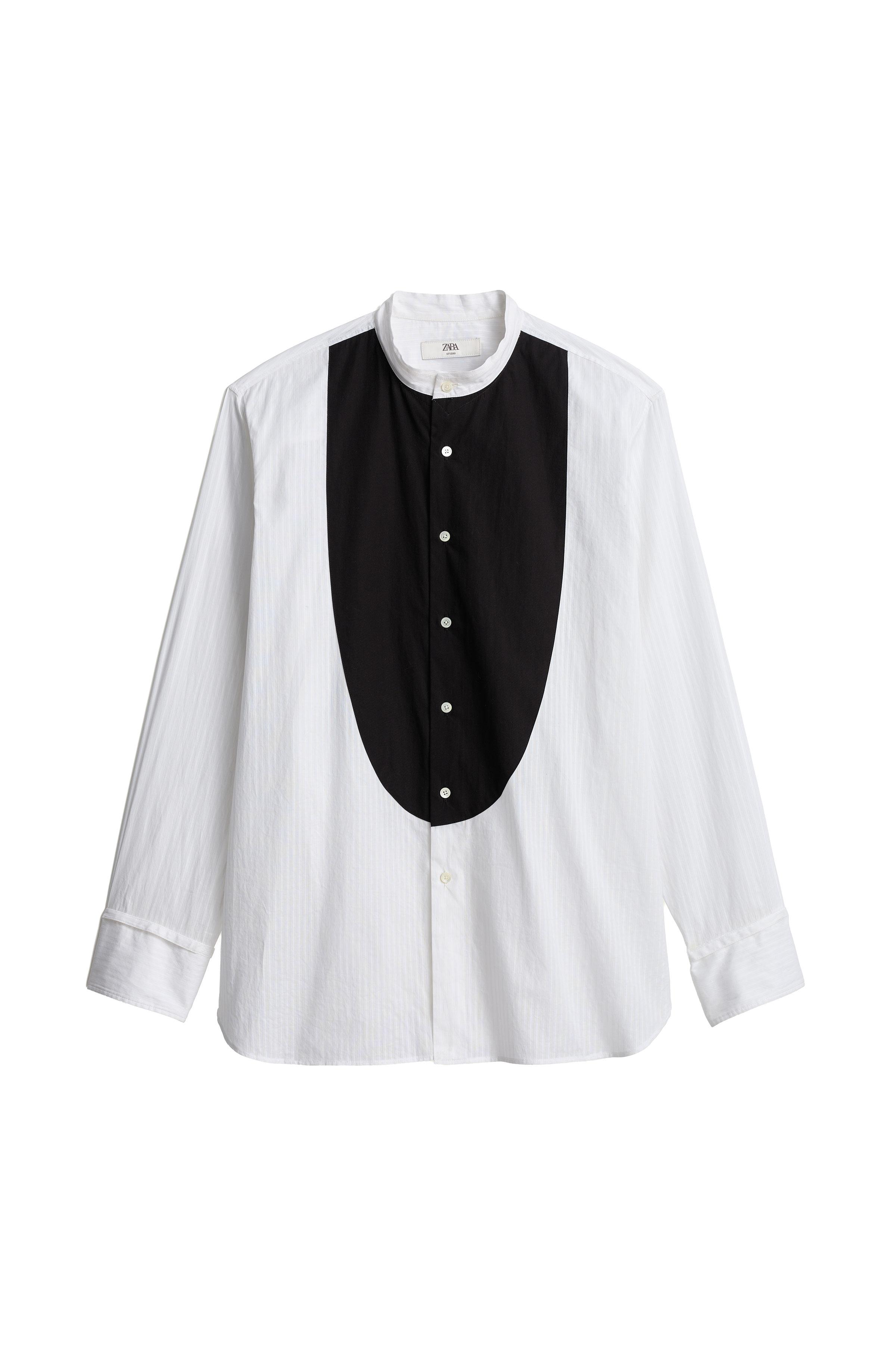 CHEMISE RELAXED FIT PLASTRON CONTRASTE