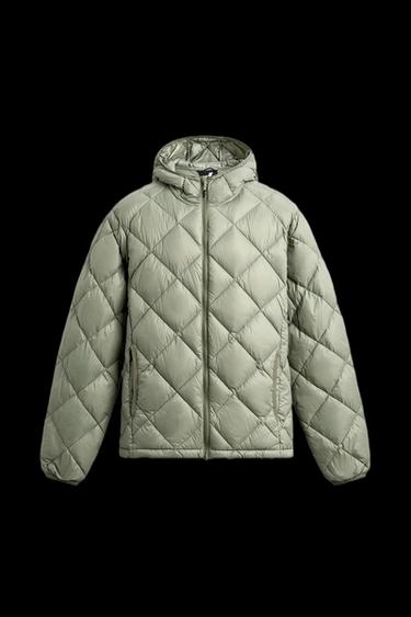 HOODED 100% FEATHER DOWN PUFFER JACKET - Light green by Zara - Image 0
