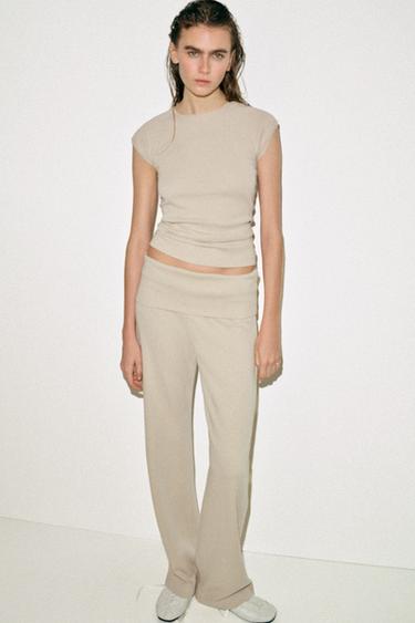 PANTALÓN INTERLOCK EFECTO LAVADO - Beige de Zara