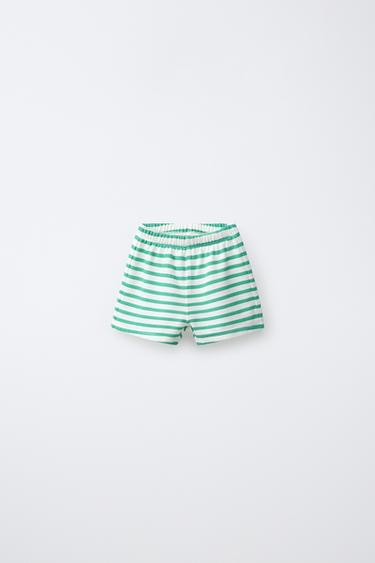 ШОРТЫ В ПОЛОСКУ С ВЫШИВКОЙ МАНДАРИНА — ЗЕЛЕНЫЙ от Zara