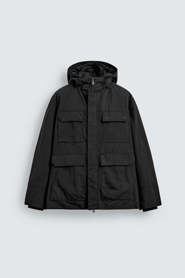 PARKA TÉCNICA BOLSILLOS - Carbón de Zara