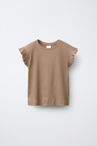 CAMISETA REB VOLANTES - Camel escuro de Zara - Imaxe 0