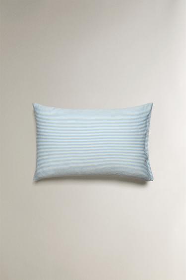 STRIPED FADED SATEEN PILLOWCASE (300 THREAD COUNT) - Blue by Zara - Image 3