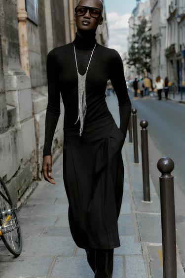 Zara PLEATED LONG SHORTS - Black