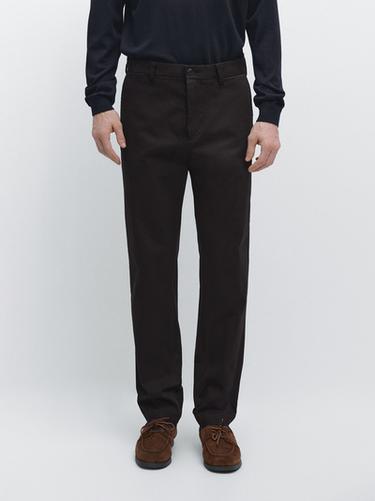 Zara Tapered fit micro textured trousers - Navy blue