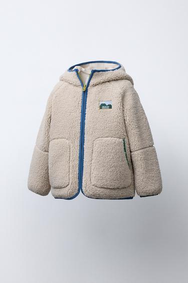 FAUX SHEARLING JACKET WITH CONTRAST TRIMS - Ecru by Zara