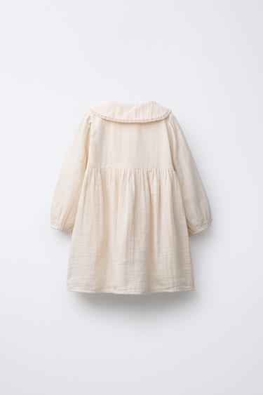 EMBROIDERED FLORAL DRESS - Beige by Zara - Image 1