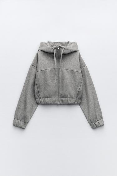 MIKINA CROPPED Z VLNN SMSI - stedn ed od Zara