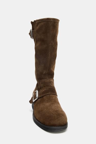 BOTTES BIKER EN DAIM - Marron de Zara - Image 2
