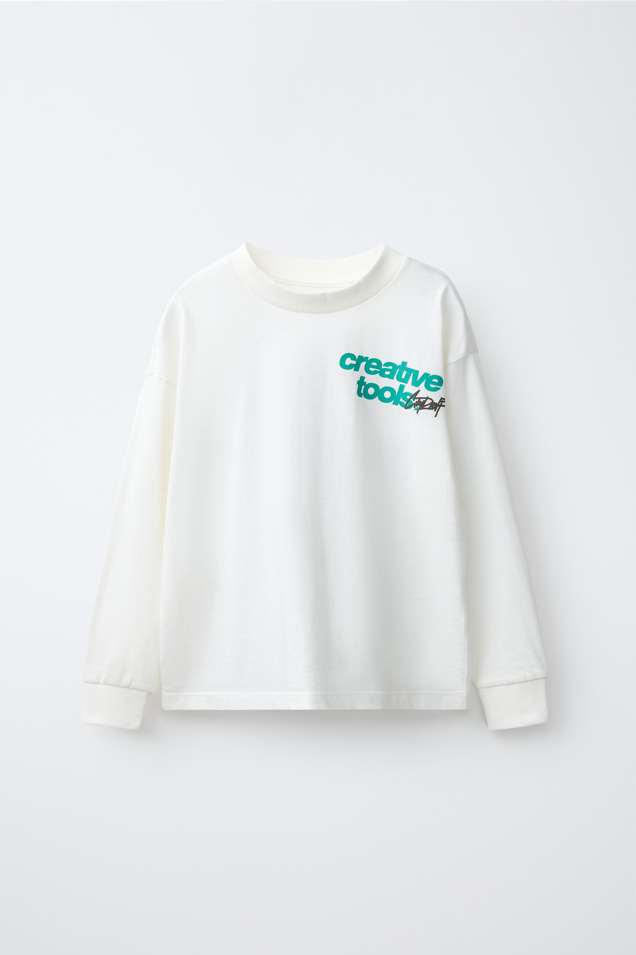 TEXT PRINT T-SHIRT - Oyster-white | ZARA United States