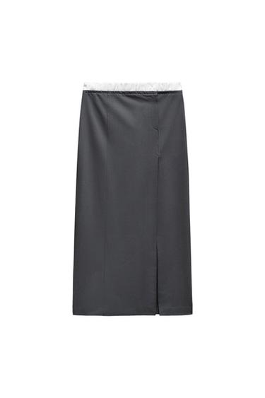 CONTRAST BOXER MIDI SKIRT