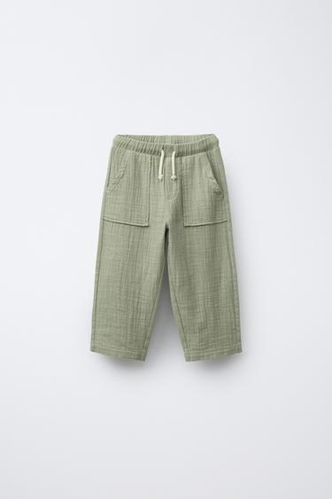PANTALÓN COMBINADO LISO - Verdoso de Zara