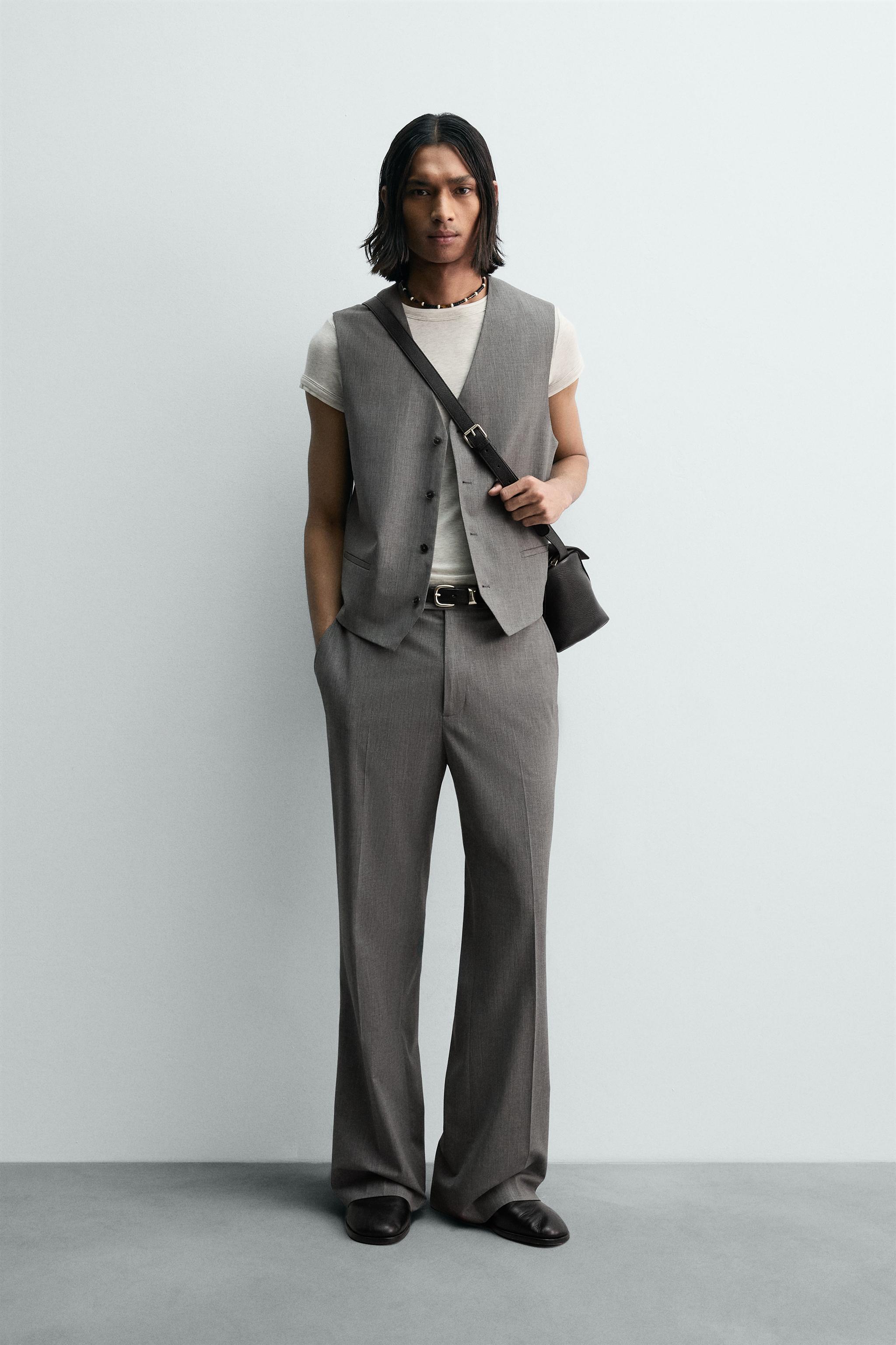 LIMITED EDITION ストライプ柄スーツベスト - グレー | ZARA Japan / 日本