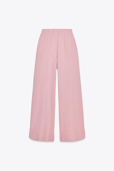 WASHED-EFFECT INTERLOCK TROUSERS - Dusty pink de Zara - Image 5