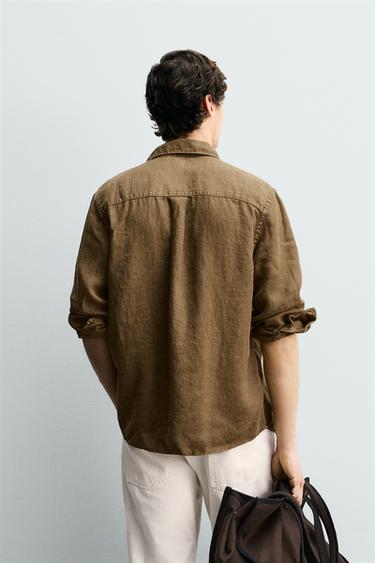 CHEMISE DÉLAVÉE 100 % LIN - Toffee de Zara - Image 2