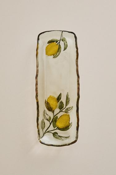 GLASS LEMON SERVING DISH - Yellow by Zara