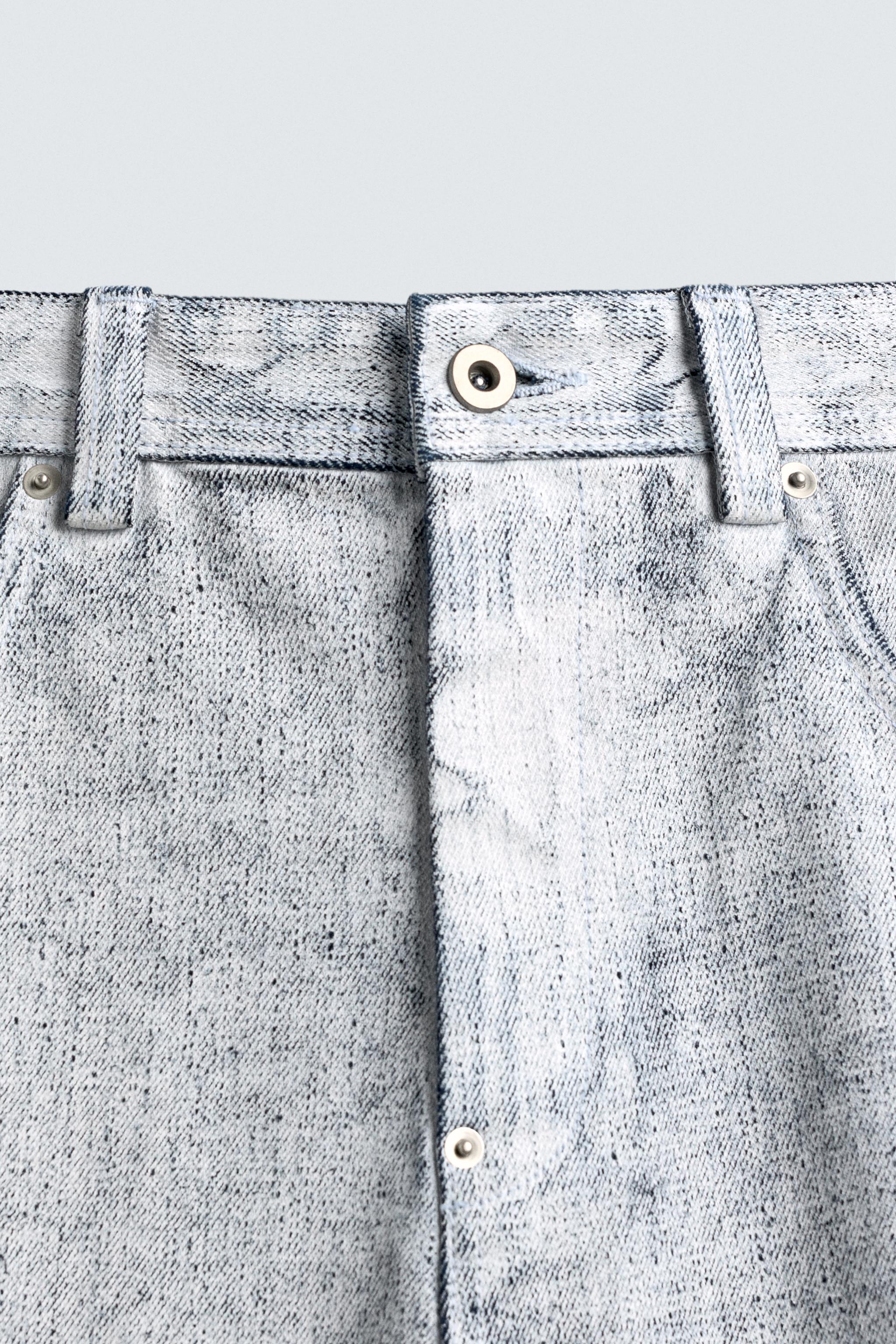 ZARA ワックスフィニッシュ クラックテクスチャジーンズ ワックスフィニッシュ バギーフィットデニム - ホワイト | ZARA