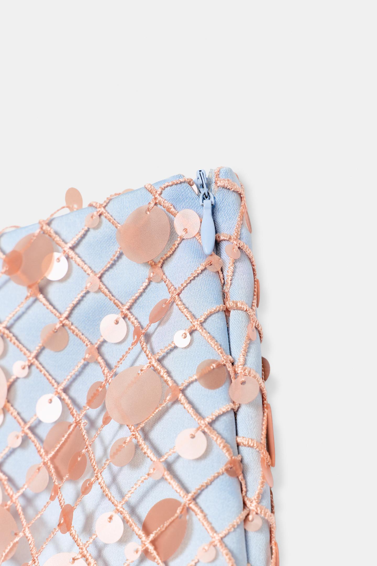 Женская юбка Zara Sequin Mini, цвет: Светлый синий — фото 12